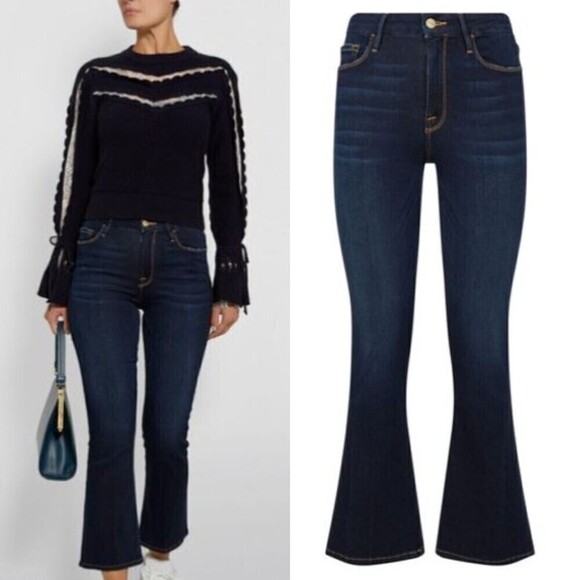 FRAME Le Crop Mini Bootcut Size 26 Denim Cotton High Rise Retro Vintage 70s Jean - Picture 3 of 10